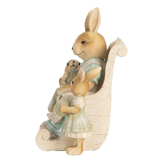Clayre & Eef | Decoratie Konijn Beige Groen 18x11x17 cm | 6PR5451