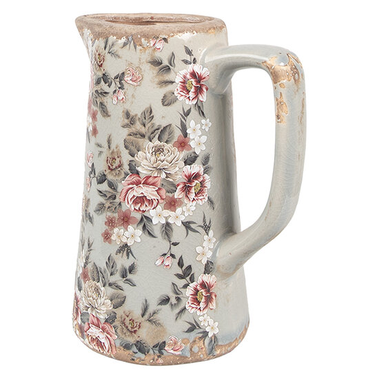 Clayre & Eef | Decoratieve Schenkkan Grijs Roze 16x11x20 cm | 6CE1971M