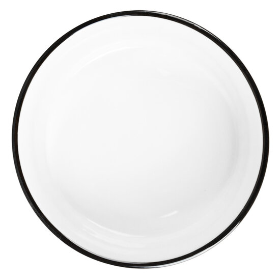 Clayre &amp; Eef | Kom Wit Zwart &oslash; 16x7 cm / 650 ml | 6CEBO0211