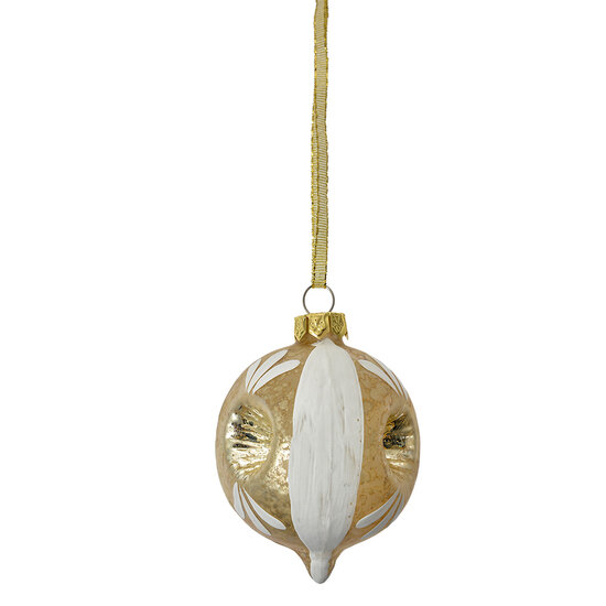 Clayre &amp; Eef | Kerstbal Grijs Wit &oslash; 5x7 cm | 6GL4708