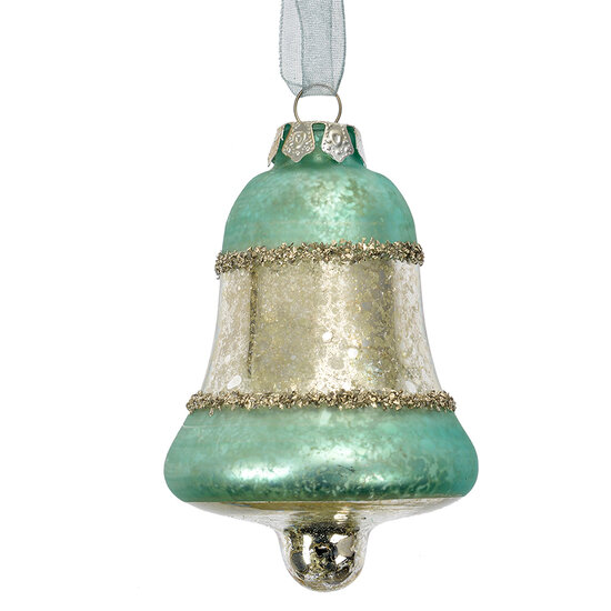 Clayre & Eef | Kersthanger Blauw Zilverkleurig ø 5x9 cm | 6GL4710BL