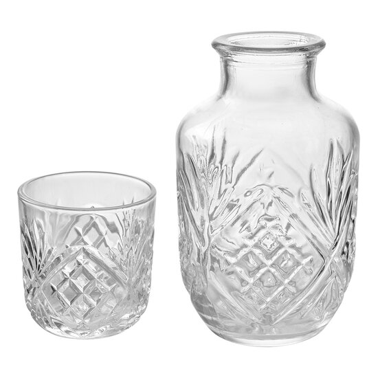 Clayre & Eef | Karaf met glas Transparant ø 9x19 cm / 150 ml / 550 ml | 6GL4721
