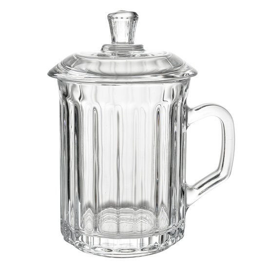 Clayre & Eef | Mok met deksel Transparant 11x9x15 cm / 250 ml | 6GL4727