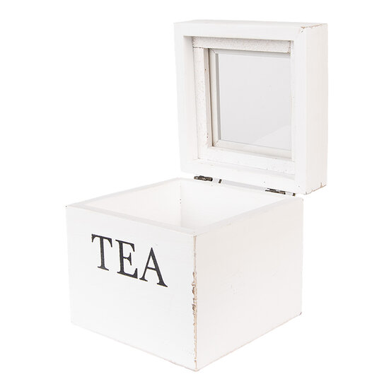 Clayre & Eef | Theedoos Wit Zwart 12x12x12 cm | 6H2397