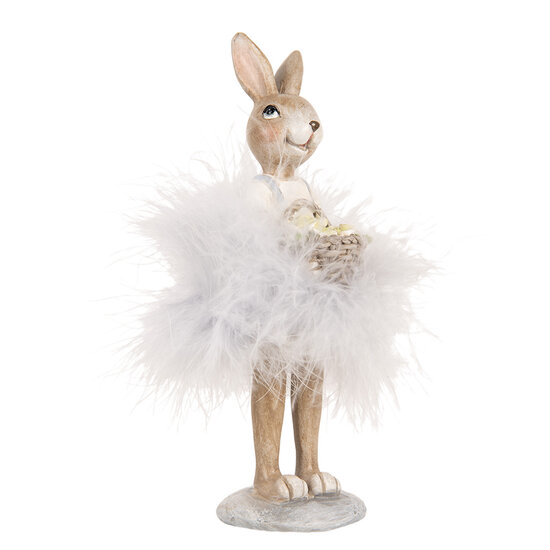 Clayre & Eef | Decoratie Konijn Beige Grijs 6x6x17 cm | 6PR5250