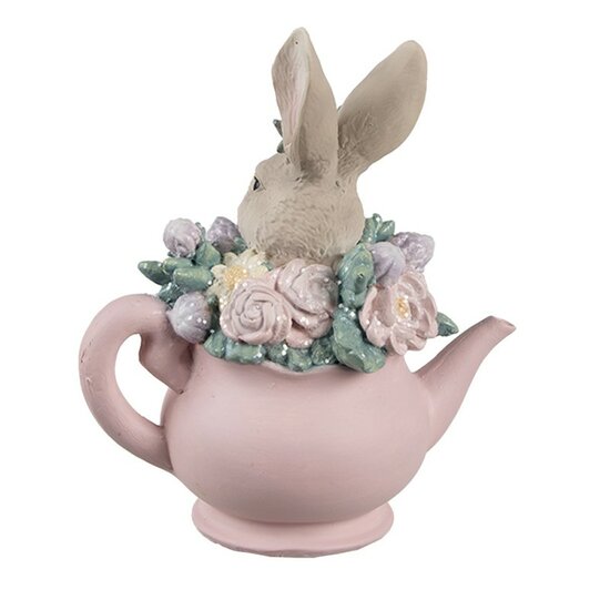 Clayre & Eef | Beeld Konijn 12x8x14 cm Beige Roze Kunststof | 6PR5170