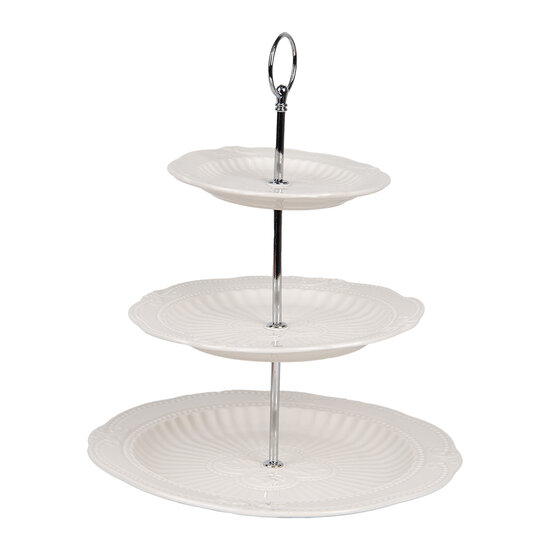 Clayre & Eef | Etagère 2 laags Wit ø 26x31 cm | 6CE2049