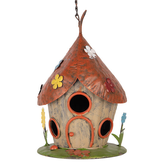 Clayre & Eef | Vogelhuis Beige Rood ø 17x27/54 cm | 6Y5737