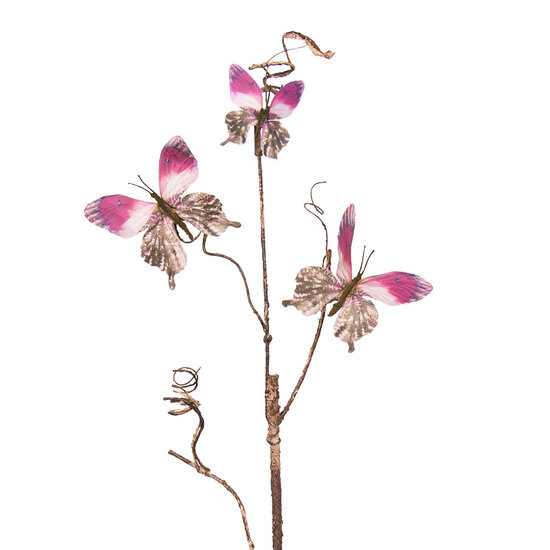 Clayre & Eef | Decoratie Tak met vlinders Roze 14x5x85 cm | 50808