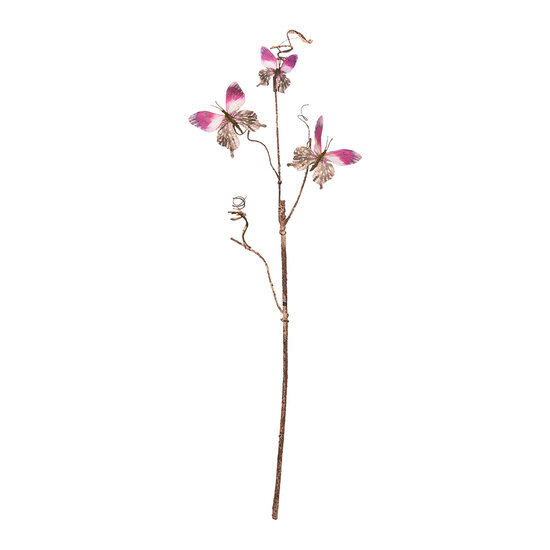 Clayre & Eef | Decoratie Tak met vlinders Roze 14x5x85 cm | 50808