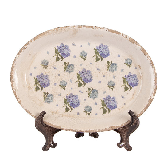 Clayre & Eef | Decoratie Bord Beige Blauw 25x18x2 cm | 6CE2024