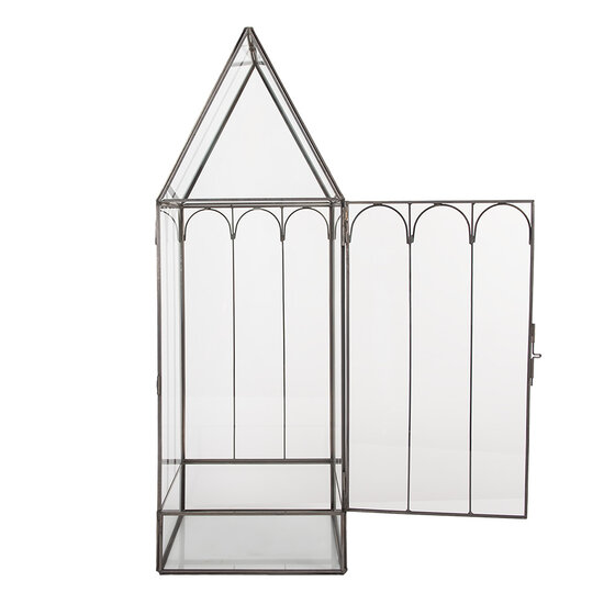 Clayre &amp; Eef | Decoratie Kweekkasje Transparant Zwart 15x15x45 cm | 5GL0021