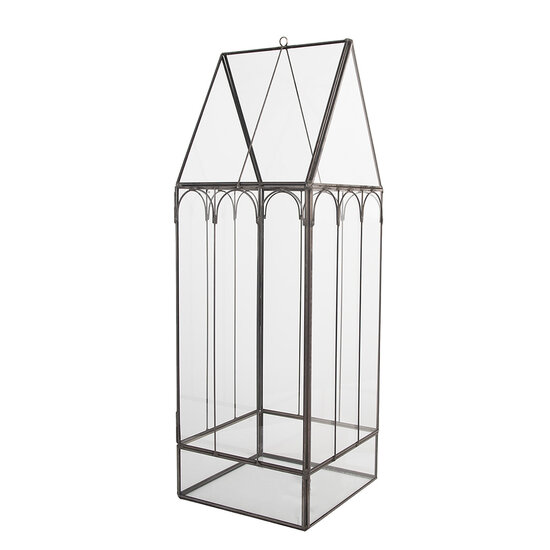 Clayre &amp; Eef | Decoratie Kweekkasje Transparant Zwart 15x15x45 cm | 5GL0021
