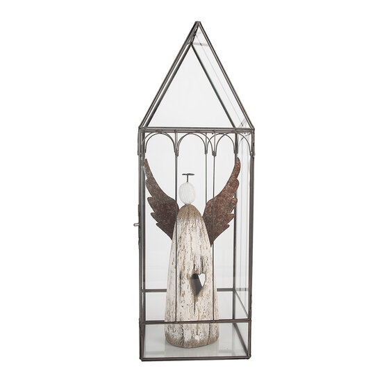 Clayre &amp; Eef | Decoratie Kweekkasje Transparant Zwart 15x15x45 cm | 5GL0021