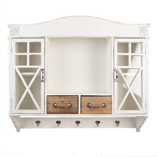 Clayre &amp; Eef | Wandkastje Wit Bruin 76x16x65 cm | 5H0743