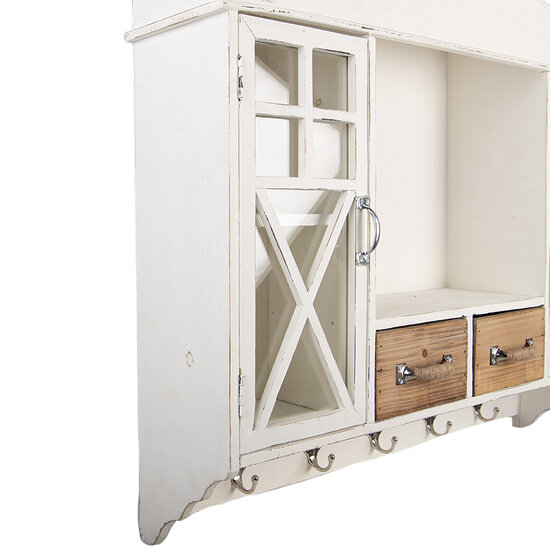 Clayre &amp; Eef | Wandkastje Wit Bruin 76x16x65 cm | 5H0743