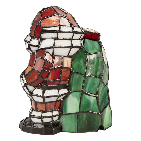 Clayre & Eef | Tiffany Tafellamp Kerstman Rood Wit 17x11x22 cm E14/max 1x15W | 5LL-9360