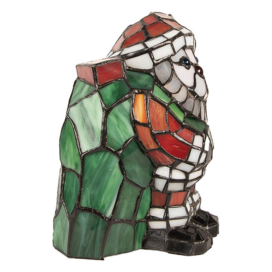 Clayre & Eef | Tiffany Tafellamp Kerstman Rood Wit 17x11x22 cm E14/max 1x15W | 5LL-9360