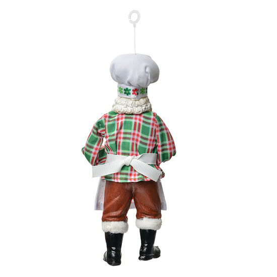Clayre &amp; Eef | Kerstdecoratie Hanger Kerstman Wit Groen 10x6x17 cm | 66240