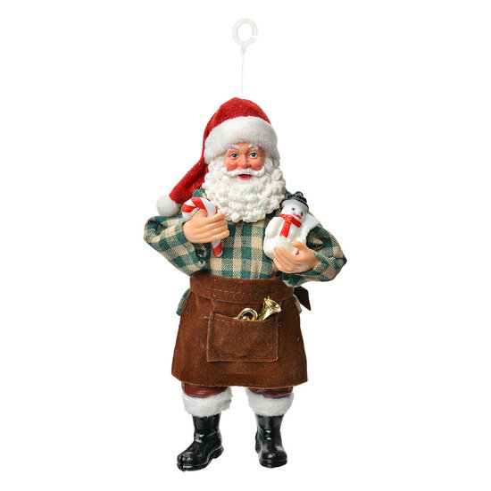 Clayre & Eef | Kerstdecoratie Hanger Kerstman Rood Wit 9x6x17 cm | 66242