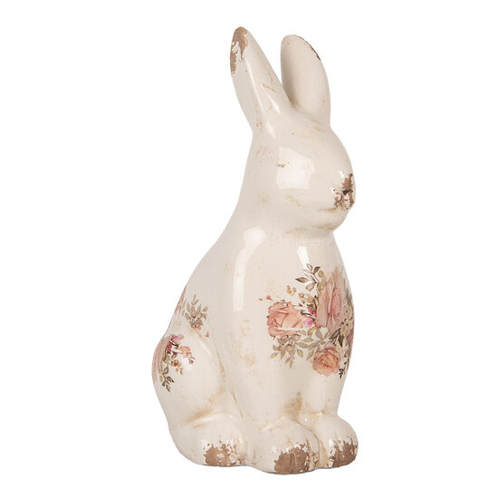 Clayre & Eef | Decoratie Beeld Konijn Beige Roze 13x10x21 cm | 6CE1957M