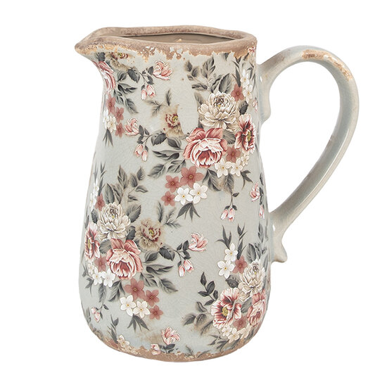 Clayre & Eef | Decoratieve Schenkkan Grijs Roze 16x12x18 cm | 6CE1965M