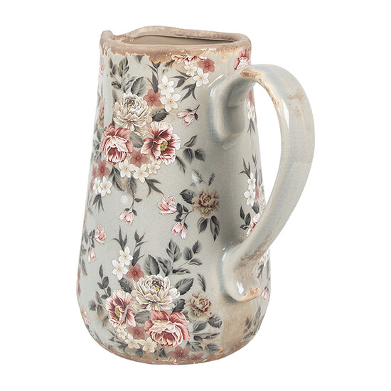 Clayre & Eef | Decoratieve Schenkkan Grijs Roze 16x12x18 cm | 6CE1965M