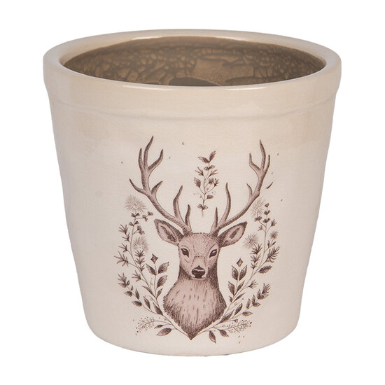 Clayre &amp; Eef | Bloempot Binnen Beige Bruin &oslash; 15x14 cm | 6CEGTW0001M