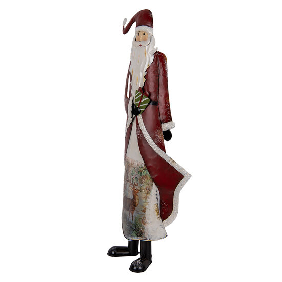 Clayre & Eef | Kerstdecoratie Kerstman Rood Wit 33x16x85 cm | 5Y1317