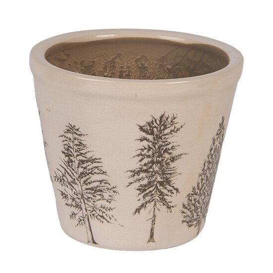 Clayre &amp; Eef | Bloempot Binnen Beige Groen &oslash; 12x11 cm | 6CENPT0001S