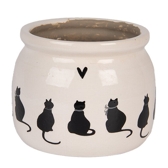 Clayre &amp; Eef | Bloempot Binnen Beige Zwart &oslash; 12x10 cm | 6CEPWS0001S
