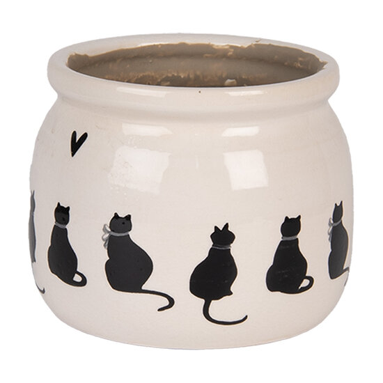 Clayre &amp; Eef | Bloempot Binnen Beige Zwart &oslash; 12x10 cm | 6CEPWS0001S
