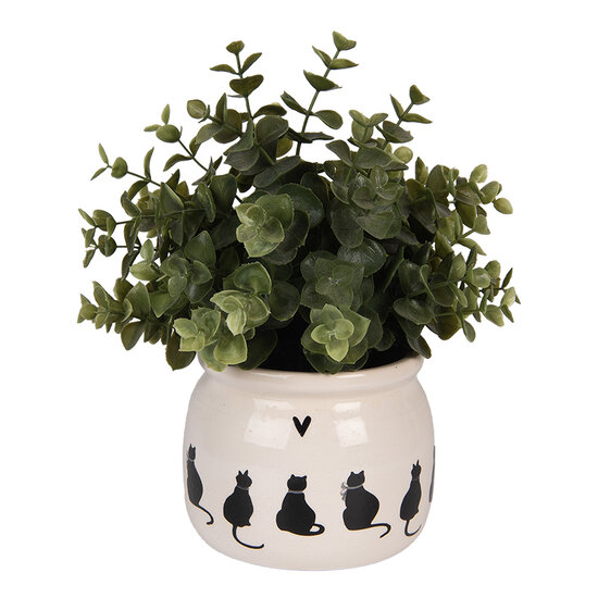 Clayre &amp; Eef | Bloempot Binnen Beige Zwart &oslash; 12x10 cm | 6CEPWS0001S
