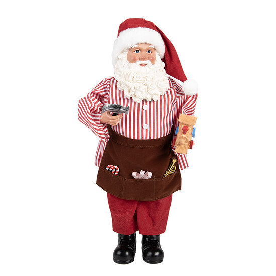 Clayre & Eef | Kerstdecoratie Kerstman Rood Wit 22x19x45 cm | 66227