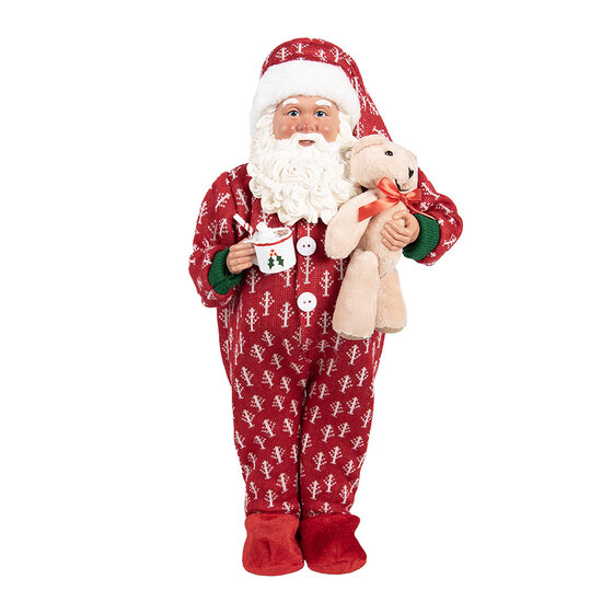 Clayre & Eef | Kerstdecoratie Kerstman Rood Beige 22x19x45 cm | 66228