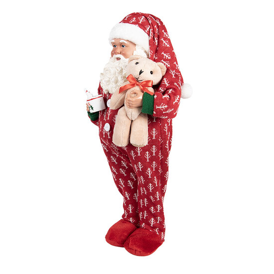 Clayre & Eef | Kerstdecoratie Kerstman Rood Beige 22x19x45 cm | 66228