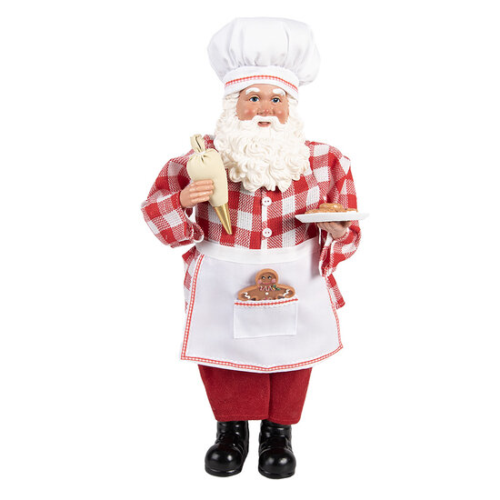 Clayre & Eef | Kerstdecoratie Kerstman Rood Wit 22x19x45 cm | 66229