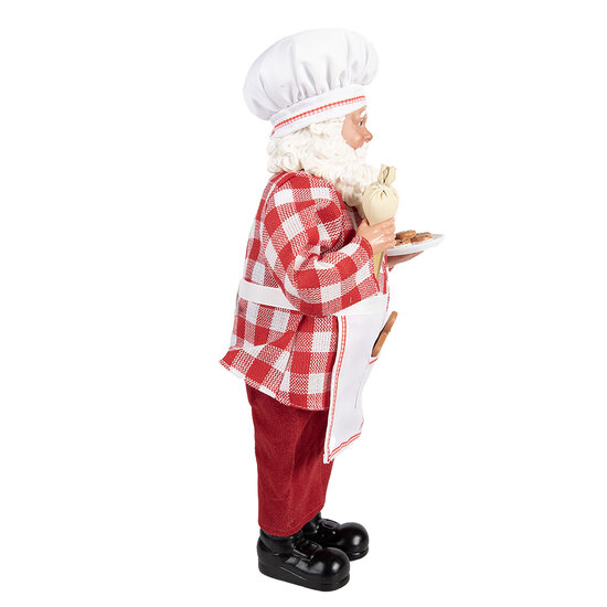 Clayre & Eef | Kerstdecoratie Kerstman Rood Wit 22x19x45 cm | 66229