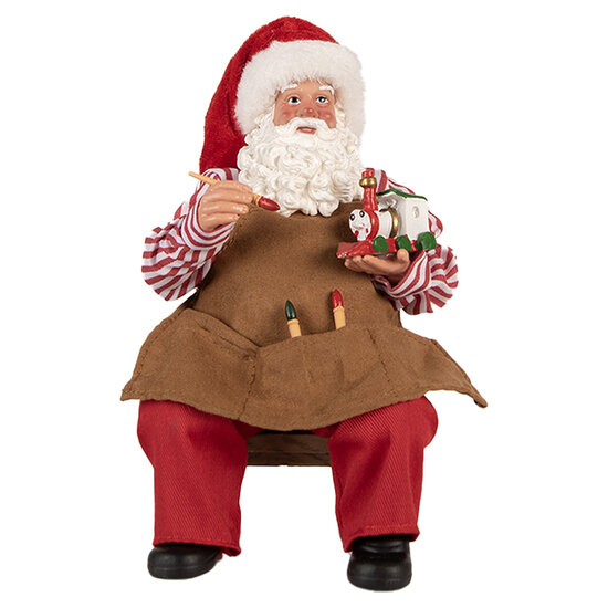 Clayre & Eef | Kerstdecoratie Kerstman Rood Bruin 13x10x28 cm | 66230