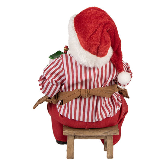 Clayre & Eef | Kerstdecoratie Kerstman Rood Bruin 13x10x28 cm | 66230