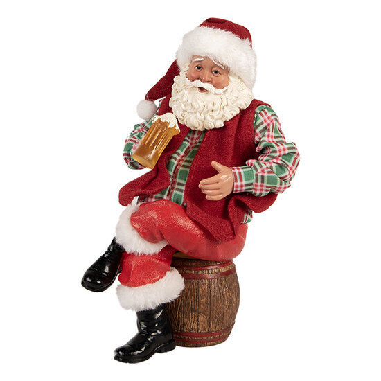 Clayre &amp; Eef | Kerstdecoratie Kerstman Rood Groen 13x13x24 cm | 66231