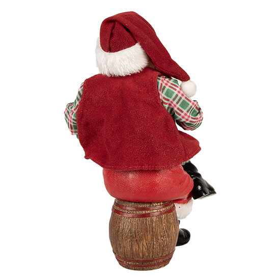 Clayre &amp; Eef | Kerstdecoratie Kerstman Rood Groen 13x13x24 cm | 66231