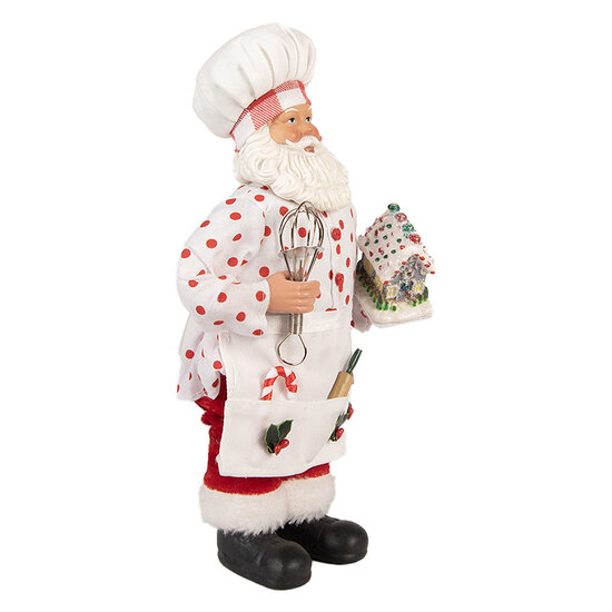 Clayre & Eef | Kerstdecoratie Kerstman Wit Rood 15x10x28 cm | 66233