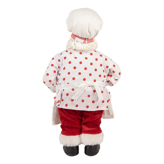Clayre & Eef | Kerstdecoratie Kerstman Wit Rood 15x10x28 cm | 66233