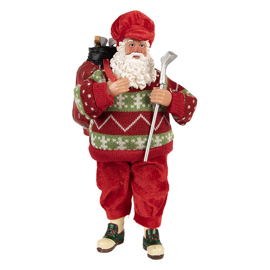 Clayre & Eef | Kerstdecoratie Kerstman Rood Groen 15x10x28 cm | 66234