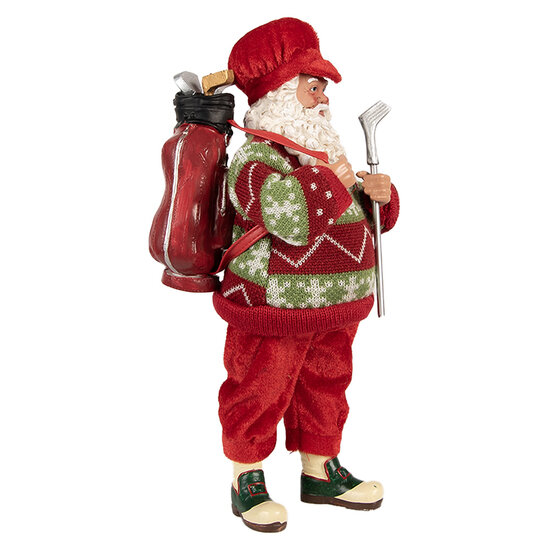 Clayre & Eef | Kerstdecoratie Kerstman Rood Groen 15x10x28 cm | 66234