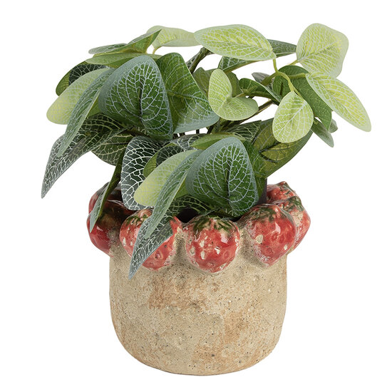 Clayre &amp; Eef | Bloempot Binnen Beige Rood &oslash; 15x11 cm | 6TE0588M