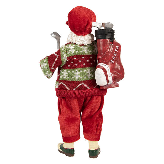 Clayre & Eef | Kerstdecoratie Kerstman Rood Groen 15x10x28 cm | 66234