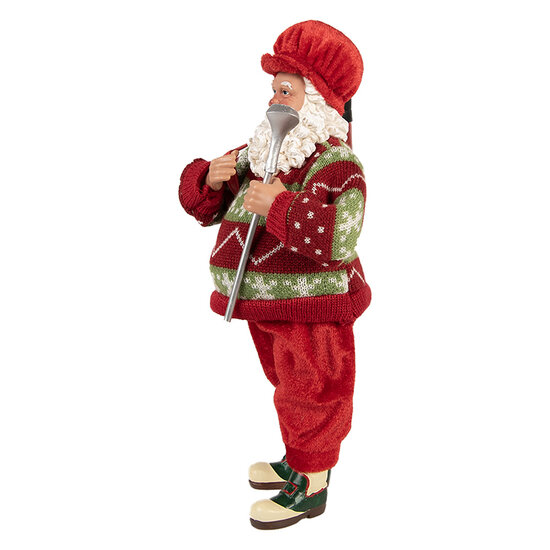 Clayre & Eef | Kerstdecoratie Kerstman Rood Groen 15x10x28 cm | 66234