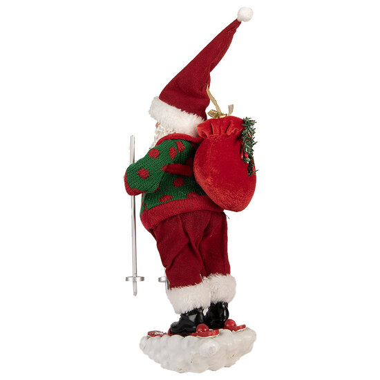 Clayre & Eef | Kerstdecoratie Kerstman Rood Groen 15x13x28 cm | 66235